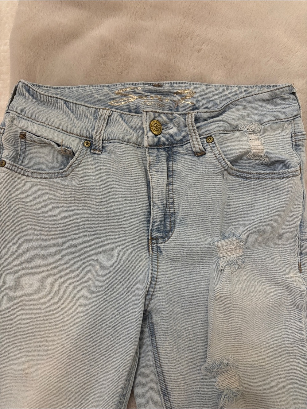 Seven7 Light Blue High-Rise Ripped Jeans